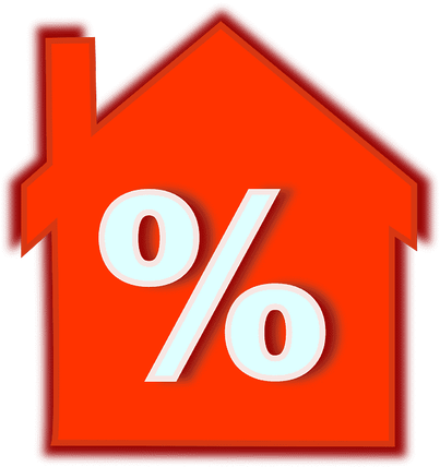 image of a house outline with a percent symbol in the middle representing a mortgage interest rate